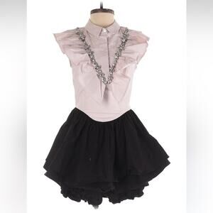 Doggywin ruffled fit and flare skort dress - bloomers and rhinestones, size m